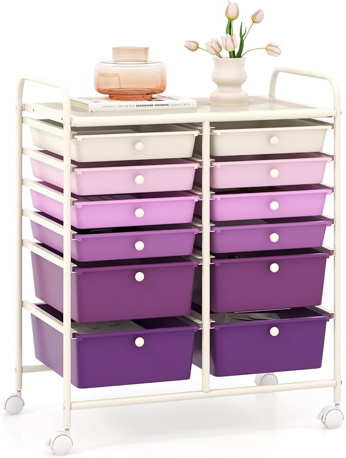 GOFLAME 12-Drawer Rolling Storage Cart, Mobile Utility Cart by GOFLAME