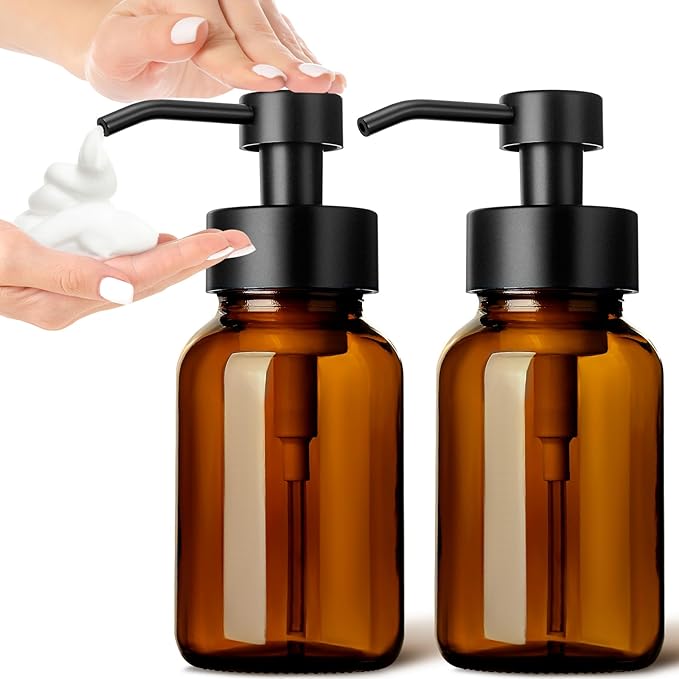 GMISUN Foaming Soap Dispenser, 8.5 fl oz / 250ml Amber Glass Foam Soap Dispenser by GMISUN