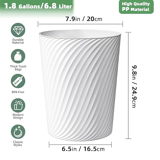 Small Trash Can 3 Pack 1.8 Gallons, Bathroom Trash Can & Garbage Can - Image 5