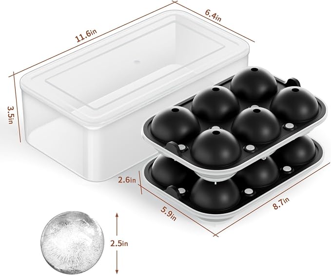 Large Ice Cube Tray for Whiskey: 2.5 Inch Silicone Ice Ball Maker - Image 4