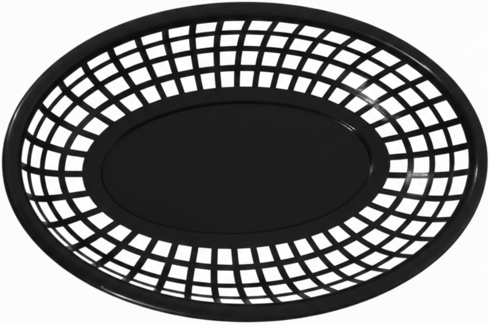 TrueCraftware-9-3/8" x 5-5/8" Oval Fast Food Baskets Black Set of 3...
