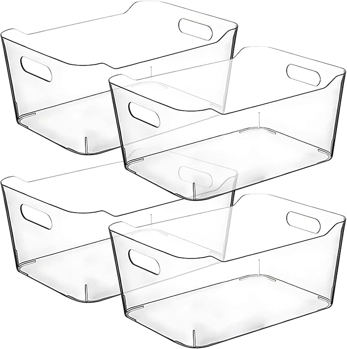Clear Plastic Storage Bins for Kitchen Organization or Pantry Organizers and by CONTROLKITCHEN