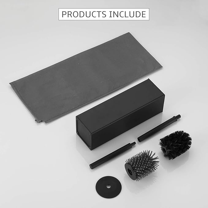 BGL Toilet Brush and Holder Set, Matte Black Freestanding - Image 6