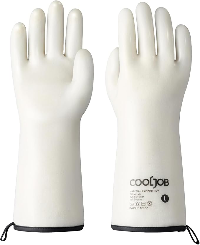 COOLJOB Heat Resistant Oven Gloves, Waterproof Liquid Silicone BBQ Grilling by COOLJOB