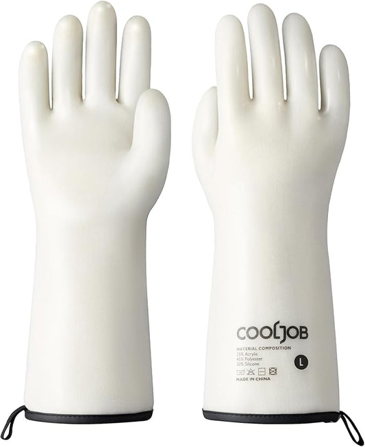 COOLJOB Heat Resistant Oven Gloves, Waterproof Liquid Silicone BBQ Grilling by COOLJOB
