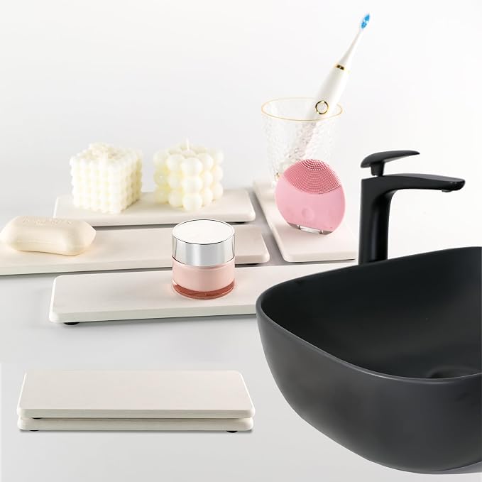 2 Pcs Water Absorbing Stone Trays, Kitchen/Bathroom Sink Soap Dish, Diatomite - Image 8