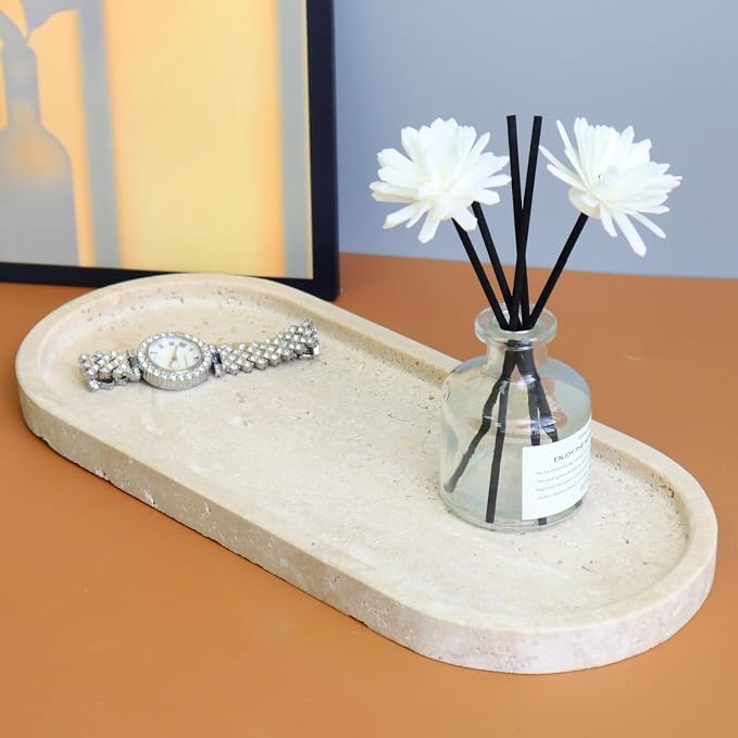 Natural Marble Tray, Oval Vanity Decorative Tray - Image 4