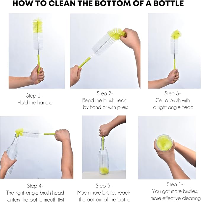 ALINK 3-Pack Long Narrow Neck Bottle Cleaning Brush - Image 3