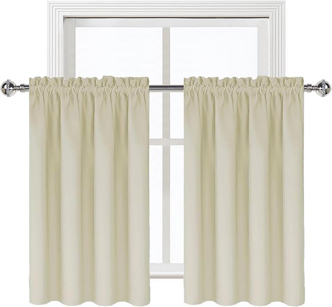DWCN Light Beige Short Room Darkening Curtains - Image 9