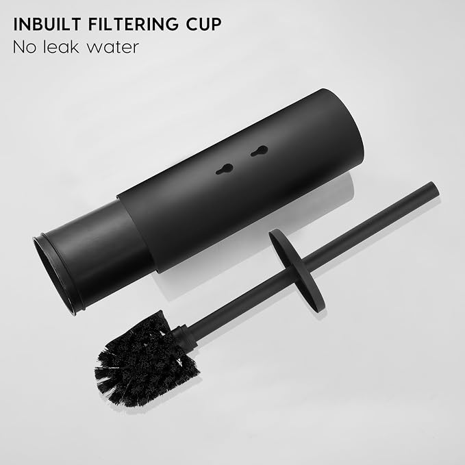 Toilet Bowl Brush and Holder, 304 Stainless Steel No-Punch Hook Base Dual - Image 8