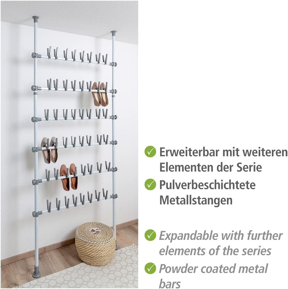 Wenko Adjustable Organizer Shoe Rack, White/Grey, 94 x 165-300 x 9 cm