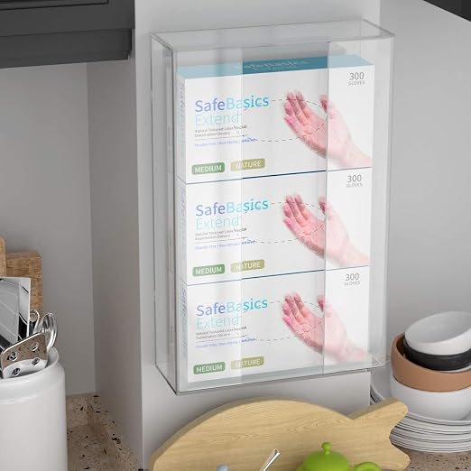 HIIMIEI Acrylic Glove Dispenser Wall Mount, Capacity Of 3 Glove Boxes - Image 7