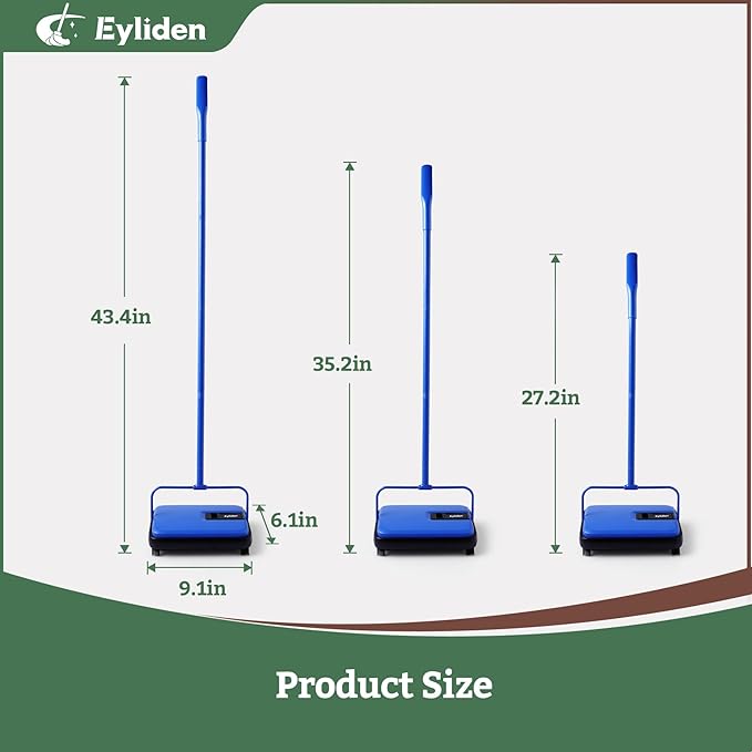 Eyliden Carpet Sweeper, Mini Size Lightweight Hand Push - Image 6