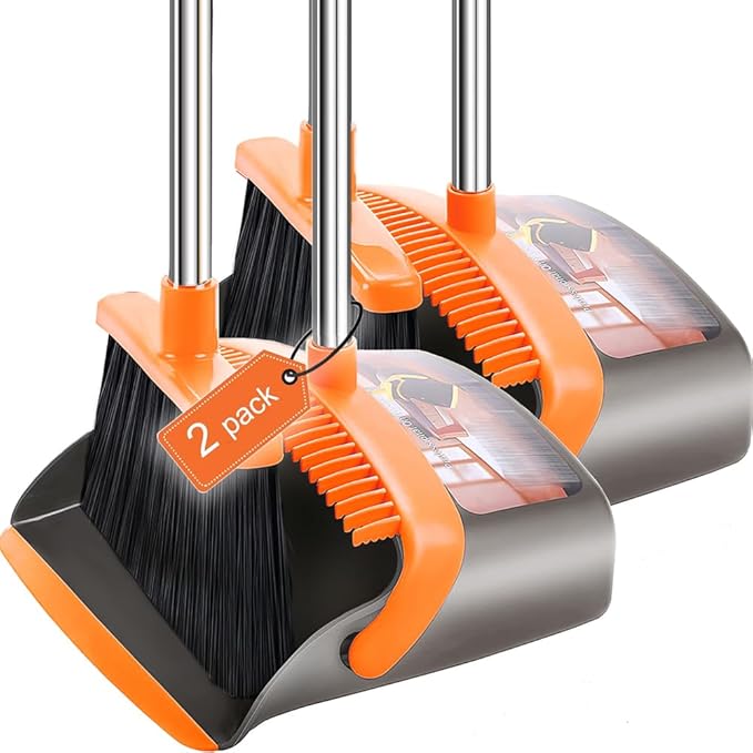 2-Pack is More economical，Upgraded Upright Broom and Dustpan Combo by DJdtdty