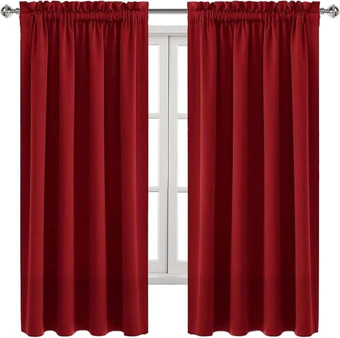 DWCN Burgundy Room Darkening Blackout Curtains - Image 9