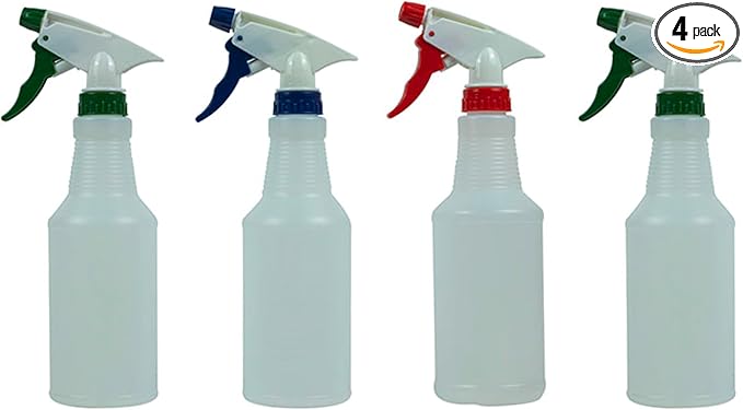 Sprayco 16oz Spray Bottle, 4 Pack – Adjustable Nozzle, Durable Plastic by Unknown