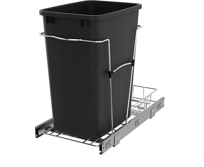 Rev-A-Shelf RV-12KD-18C S 35-Quart Chrome Wire Bottom Mount Pullout Kitchen by Rev-A-Shelf