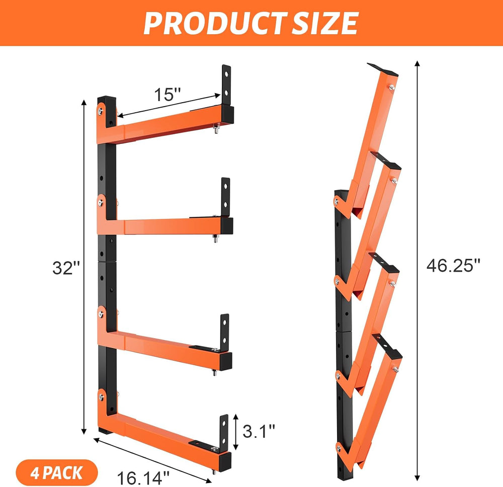 32" Lumber Storage Rack, Upgrade Folding Lumber Rack Wall Mount, Heavy D...