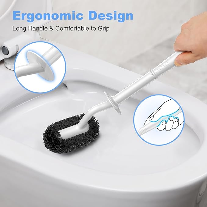 HAMITOR Toilet Bowl Brush Holder Set: Curved Design - Image 5