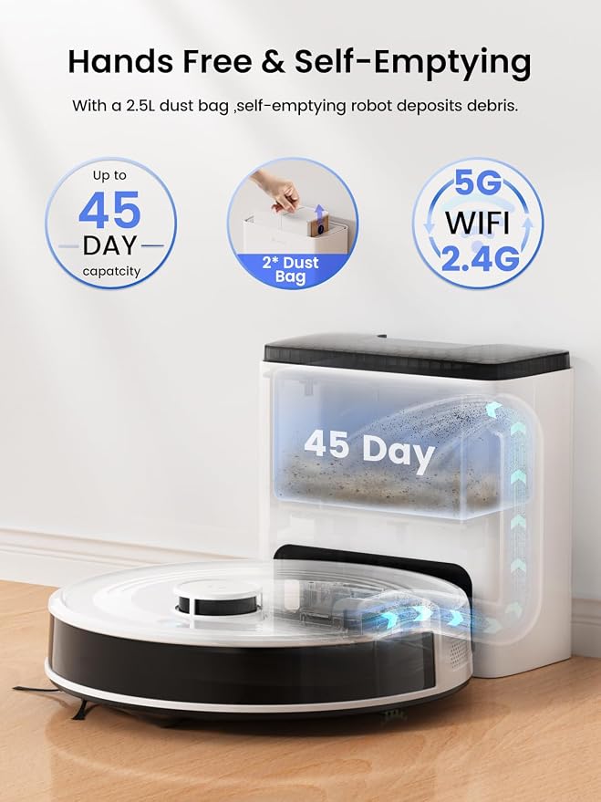 Lefant LiDAR Robot Vacuum and Mop, 45-Day Self-Emptying, 6000Pa Powerful Suction - Image 5