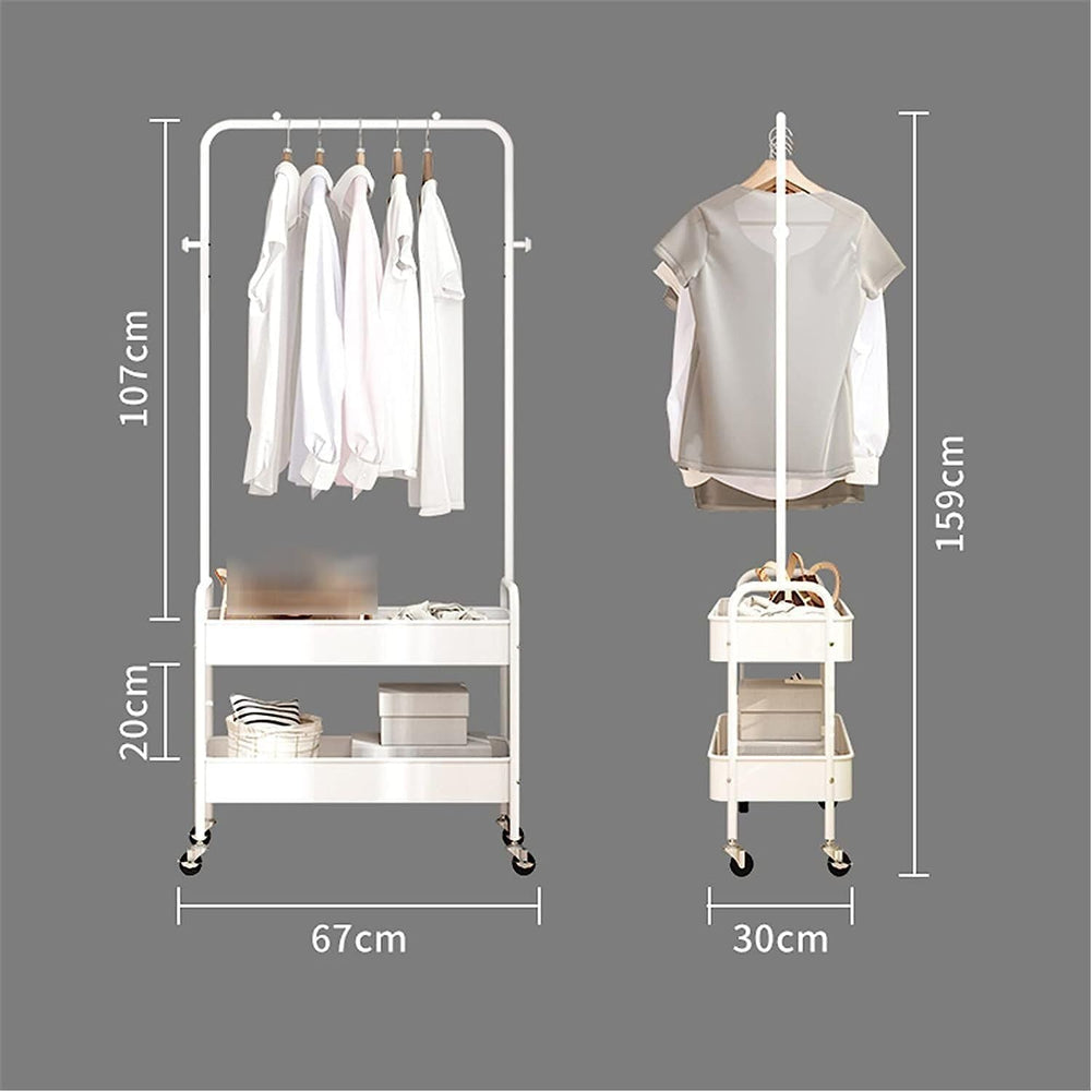 Freestanding Rack For Hanging Clothes With Shoe Storage - 26.37”W x 11.81”L x...