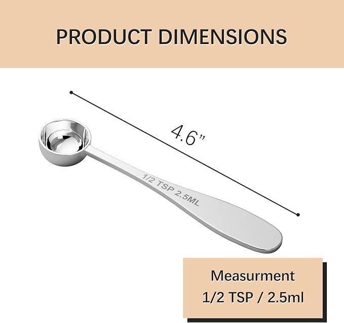 2PCS 1/2tsp Single Measuring Spoon, Stainless Steel Individual Teaspoon - Image 2