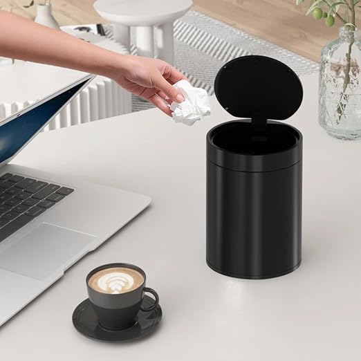 Mini Trash Can for Desk with Pop Up Lid, 1.5L Tiny Trash Can for Desk, 0.4 Gal - Image 2