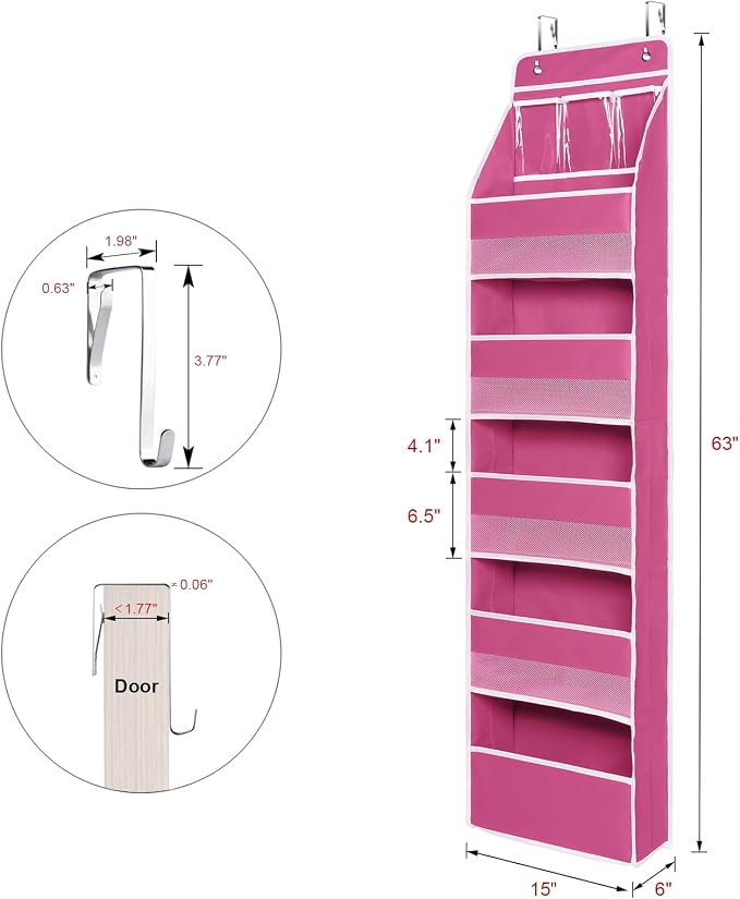 Univivi 6-Shelf Over Door Hanging Organizer Fabric Baby Door Storage - Image 6