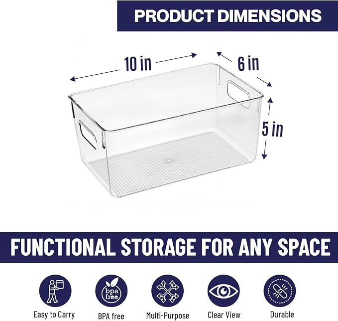 Clear Plastic Storage Bins, Pantry Organizers and Storage Containers Fridge - Image 2