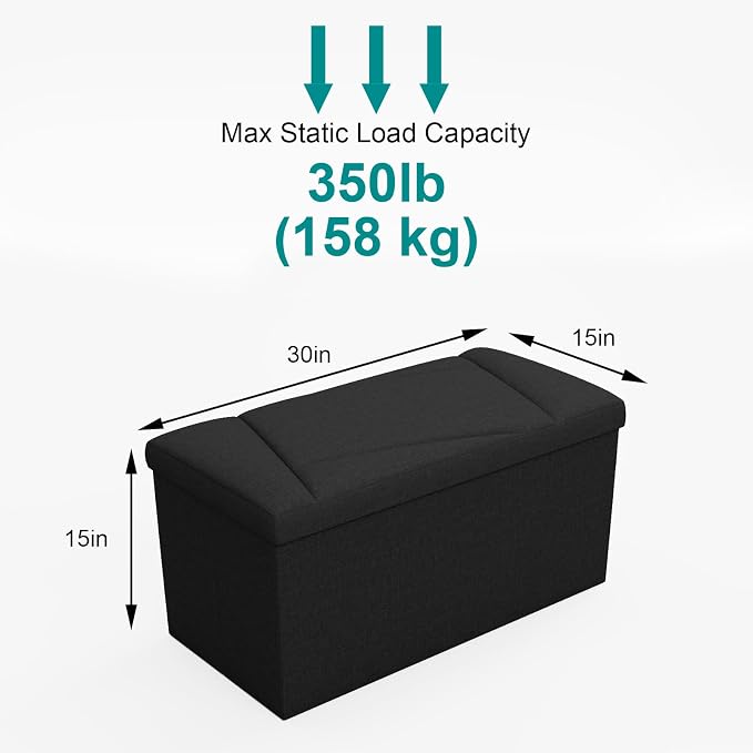 Folding Storage Ottoman Bench, 30 Inches Storage Chest, End of Bed Bench - Image 3