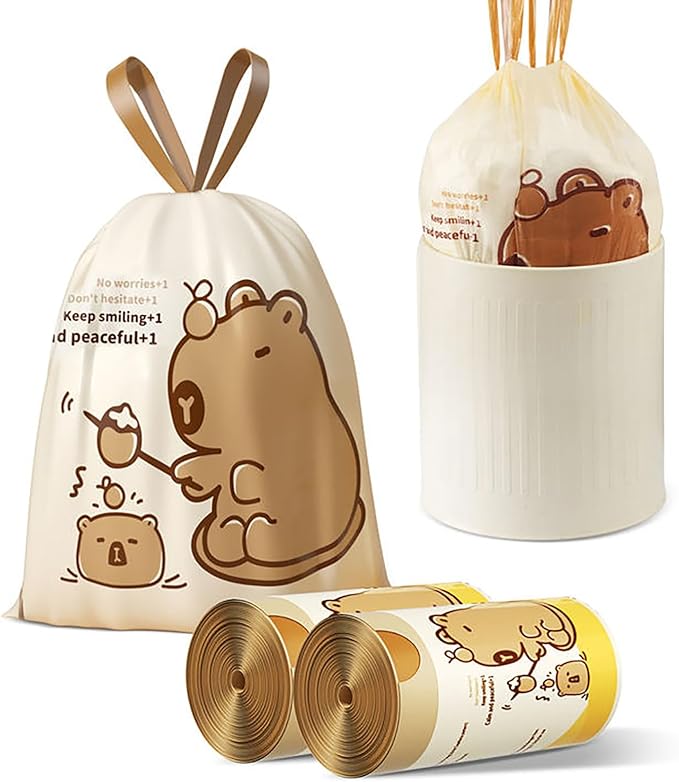 VOK 4 Gallon Trash Bags with Capybara Printed, Drawstring Small Garbage Bags by Unknown