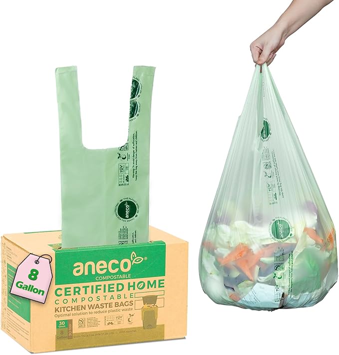 ANECO 8 Gallon Compostable Kitchen Food Waste Bags by ANECOCOMPOSTABLE