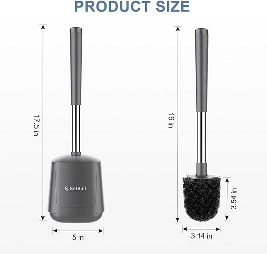 SetSail Toilet Brush and Holder 2 Pack, Self Closing Lid Toilet Bowl Brushes - Image 2