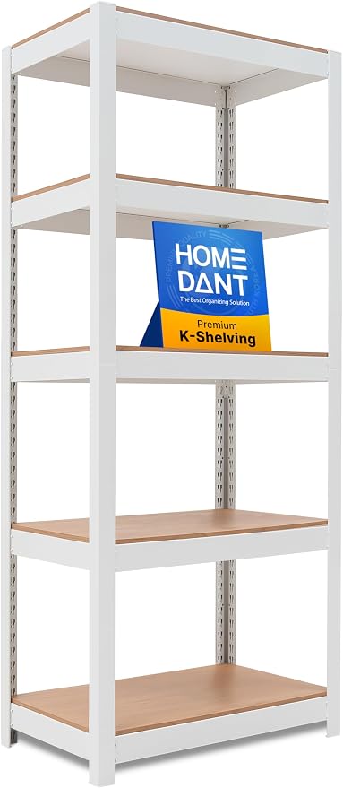 HOMEDANT House 5 Tier 24.1" W Laminated Metal Shelving Unit Adjustable Storage by TheBestOrganizingSolution