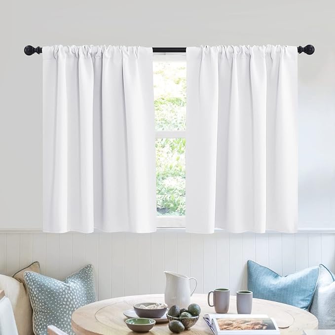 RYB HOME White Half Window Curtains, Short Tier Cafe Curtains by RYBHOME