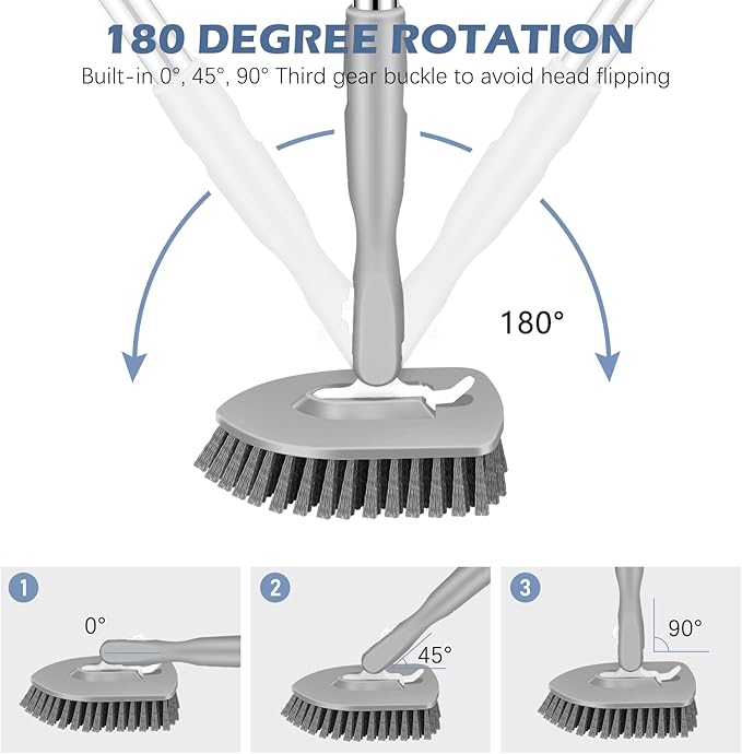 SetSail Floor Scrub Brush, 3-In-1 Tile Tub Floor Scrubber - Image 3