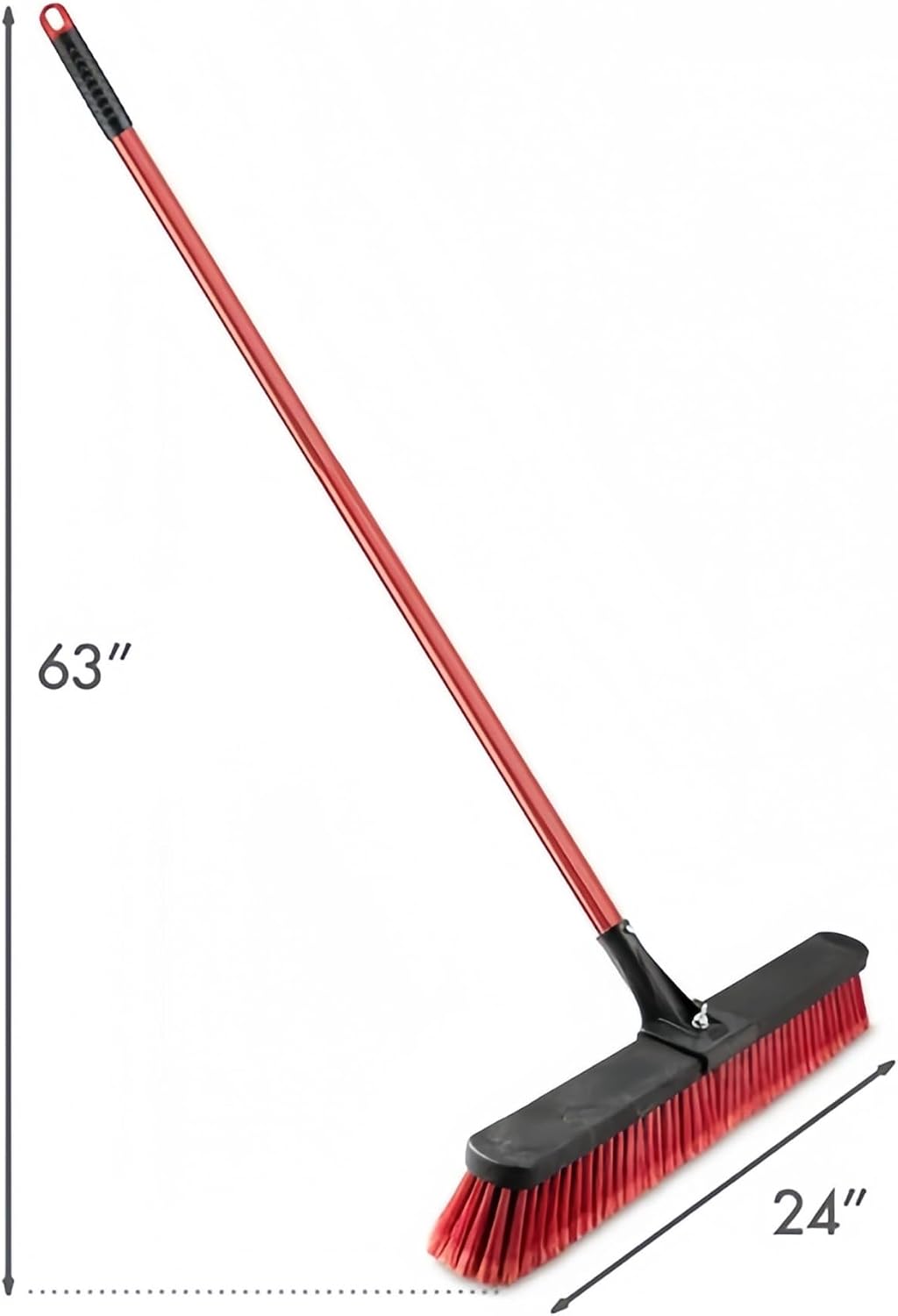 24" Heavy-Duty Push Brooms, Multi-Surface Rough Sweep Broom with Clamp & Bolt Handle, 3" Recycled PET Bristles for Concrete, Garage & Driveway