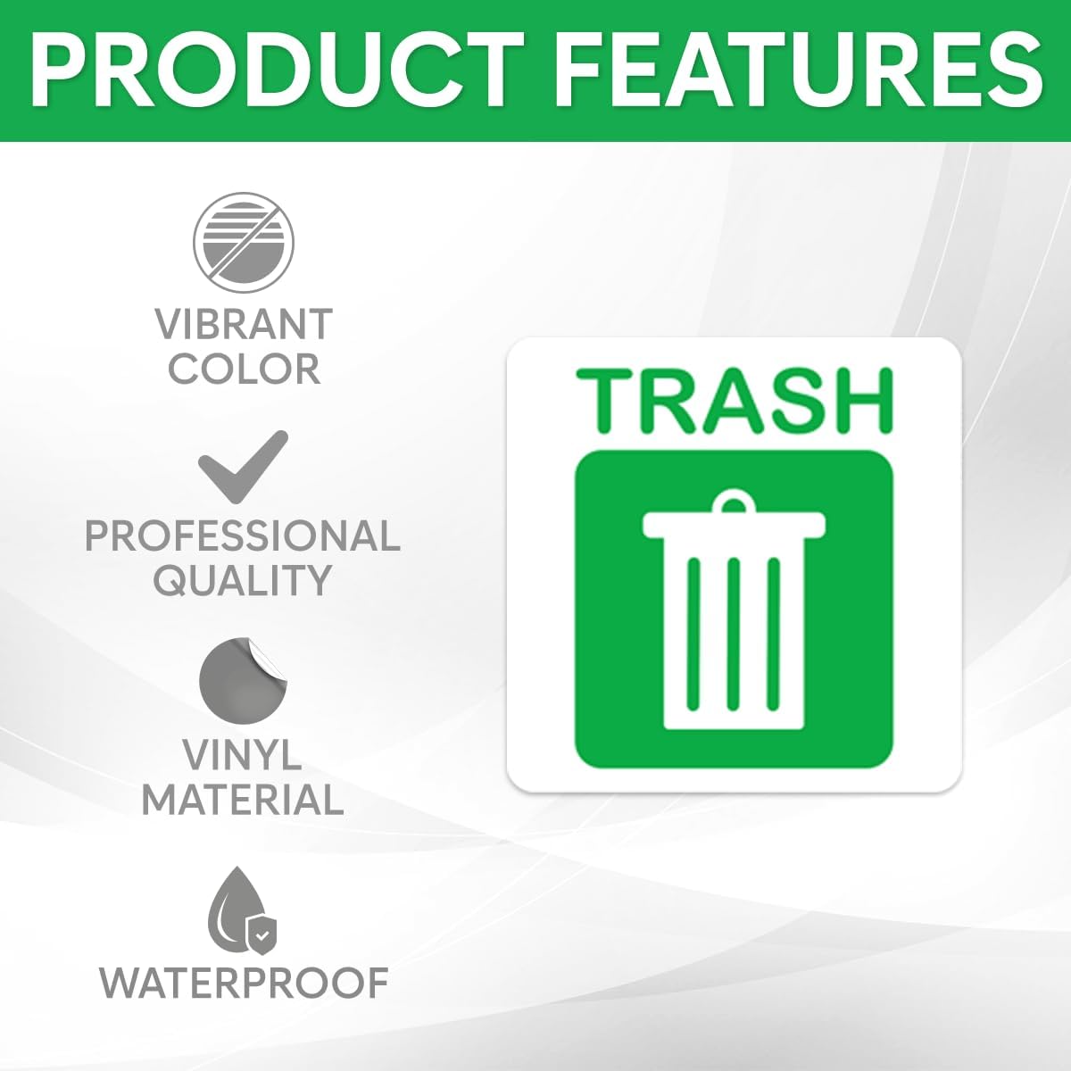 Pack 8 Pcs Recycle and Trash Sticker for Trash Cans Garbage Bins Waste Signs Recycling Bin Labels Outdoor Indoor Offices Home Bumper Stickers Reusable Waterproof Vinyl Decals Set
