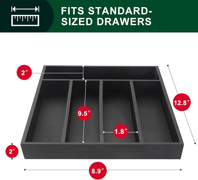 Small Silverware Organizer Utensil Tray 13"x9" Kitchen Drawer Organizers and - Image 5