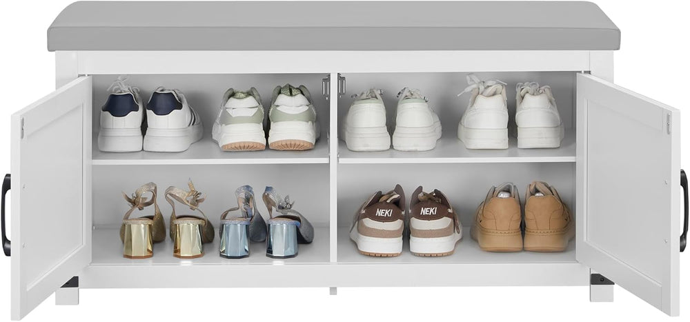 Hzuaneri 39.4" Shoe Storage Bench, with Soft Padded Seat Cushion & D...