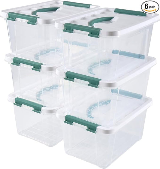 6 Quart Plastic Stackable Storage Latch Bins by Eslite