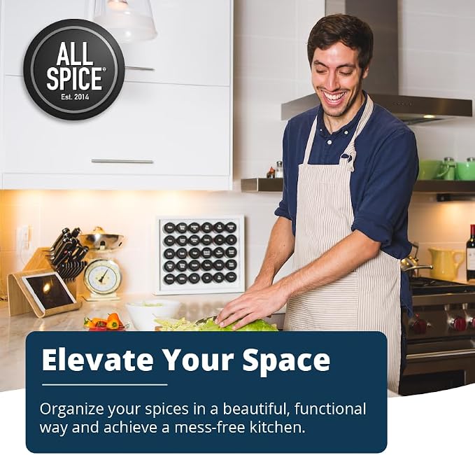 AllSpice Spice Rack Organizer, 525 Unique Labels, Countertop or Wall Mount - Image 2