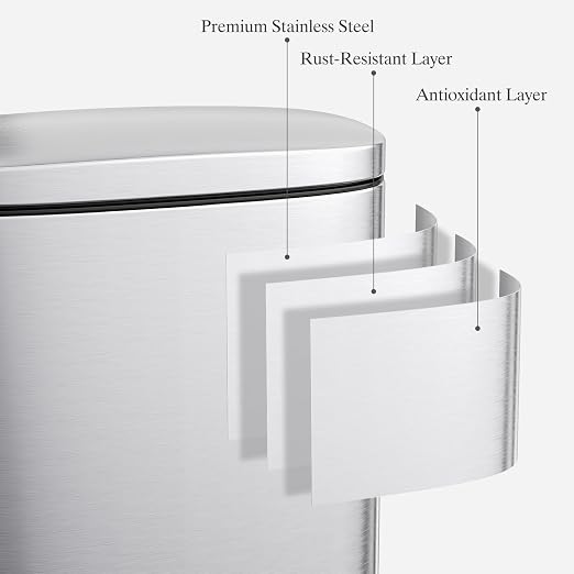 AthLike Trash Can, Stainless Steel Kitchen Garbage Can, Step Waste Bin - Image 5