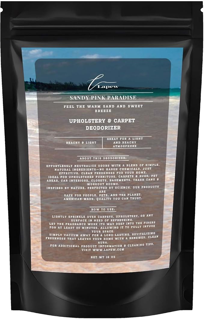 Sandy Pink Paradise Carpet Freshener Powder 16 oz | Powerful Odor Eliminator by Lapew