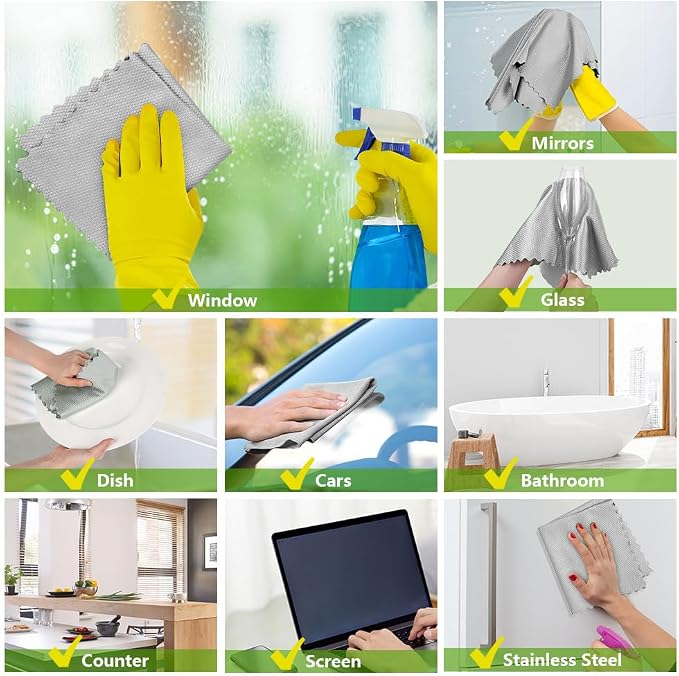 HOMEXCEL Grey Microfiber Glass Cleaning Cloths-6PK, Stainless Steel, Premium - Image 6