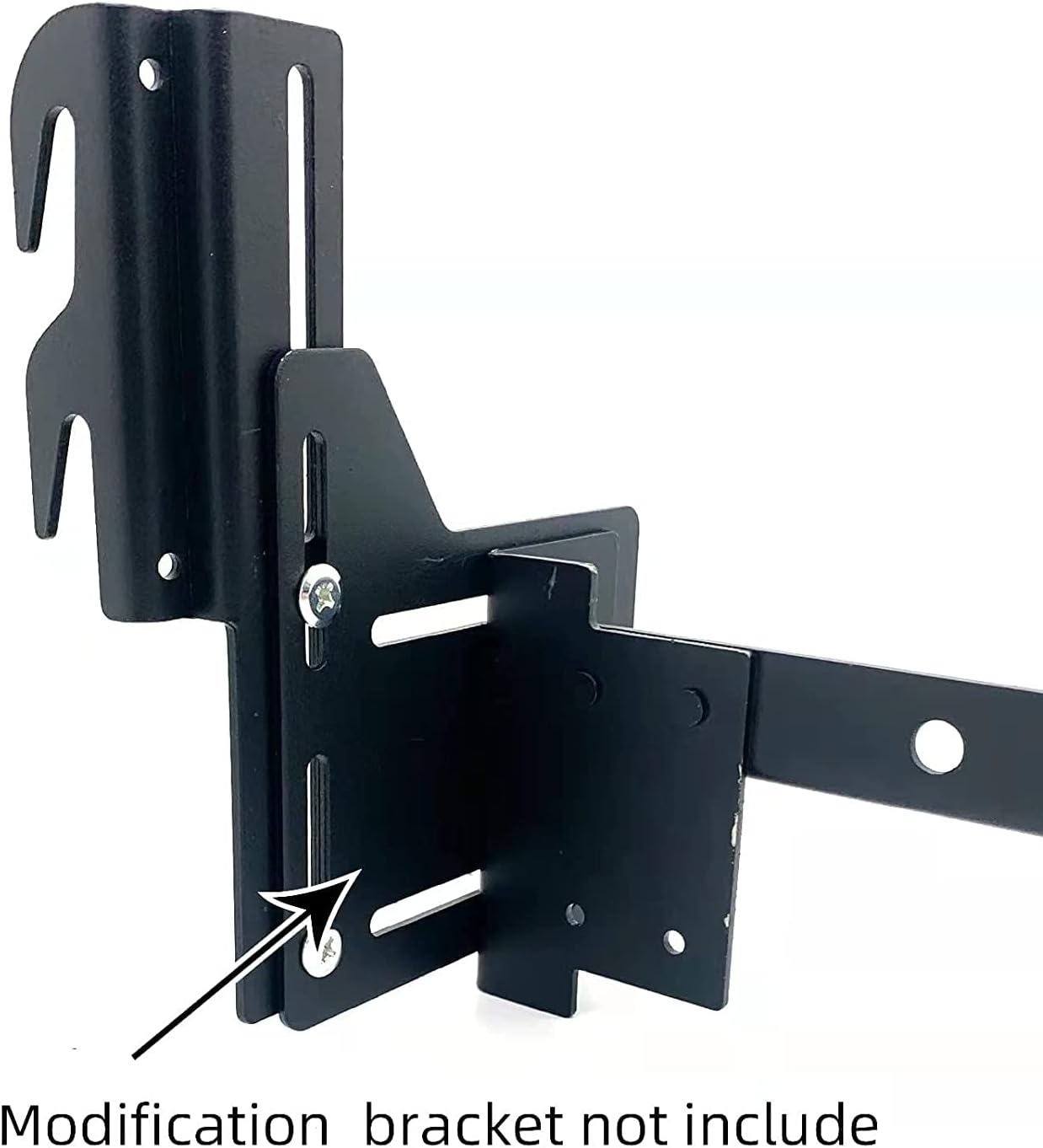 2Pcs #711 Bolt-On to Hook-On Bed Frame Conversion Brackets for Headboard or Footboard,Bed Hook Adapter kit with Hardware, Hook on Bed Rails Brackets(Black)