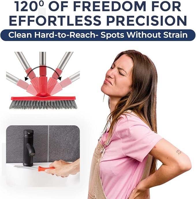 Grout Brush with Long Handle & Hard Bristle Crevice Cleaning Brush, Grout - Image 4