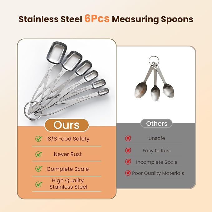 6PCS Narrow Measuring Spoons Set, Stainless Steel Measuring Spoon Fits in Spice - Image 7