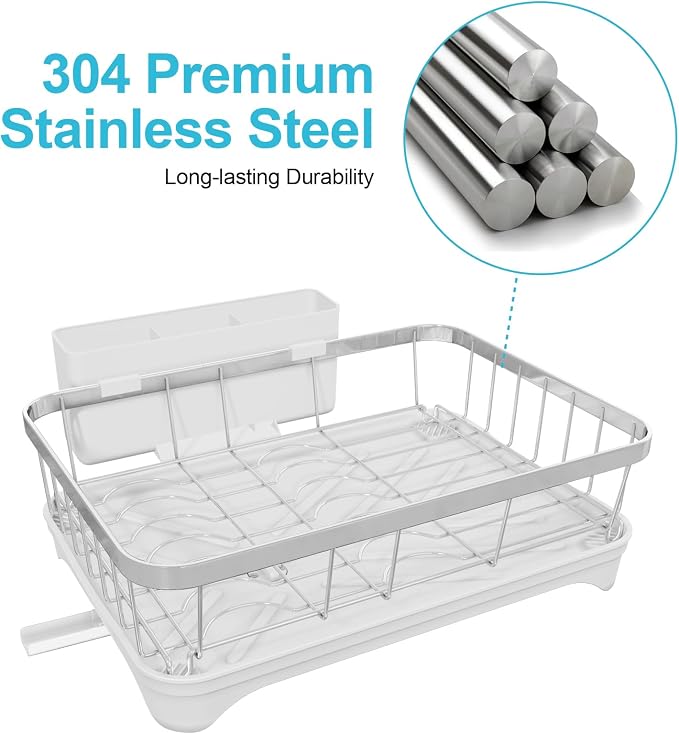Dish Drying Rack 304 Stainless Steel Dish Racks, Adjustable Spout Auto-Draining - Image 4