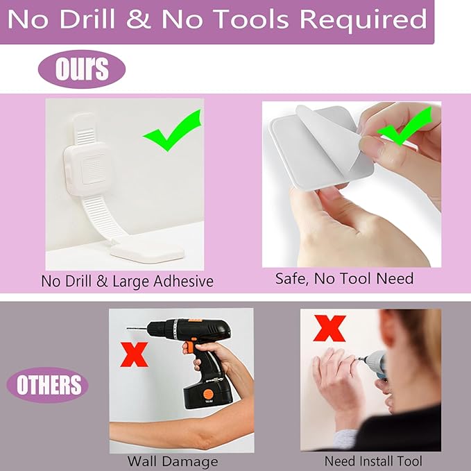 Upgraded No Drill Adhesive Furniture Anchor, Adjustable Anti Tip Furniture Wall - Image 4